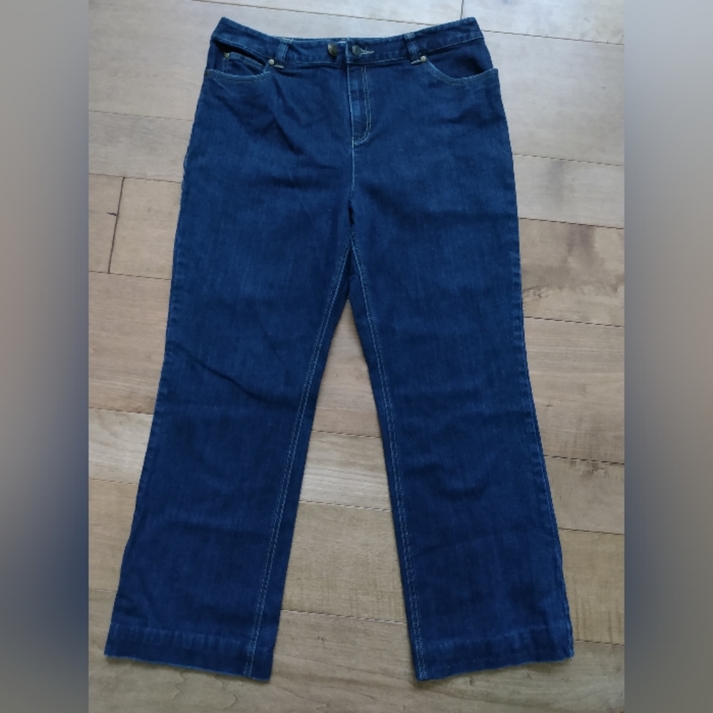Katie Hill Casual Petite, 10 P, Heavy Cotton Jeans With Added Button